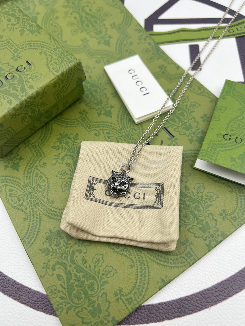 Gucci Silver Necklace With Tiger Pendant Silvery (6) - www.newkick.vip